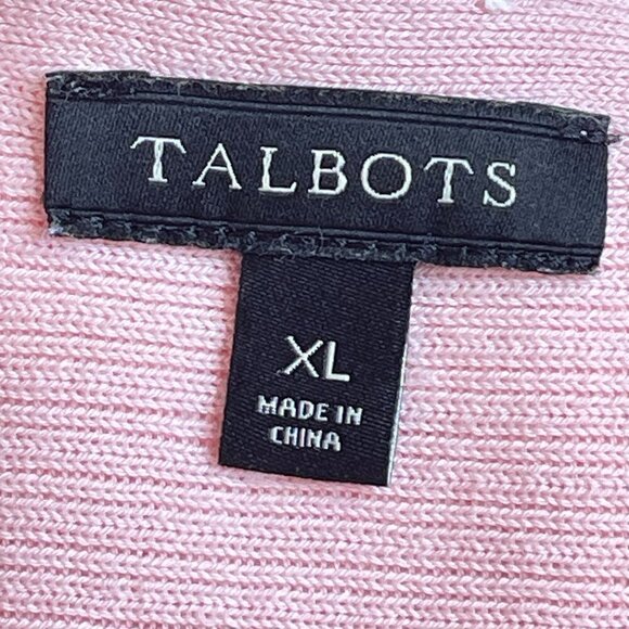 Talbots Pink Cotton Knit Pullover Textured Rib Jewel Neck Dolman Sleeve XL - Picture 5 of 6